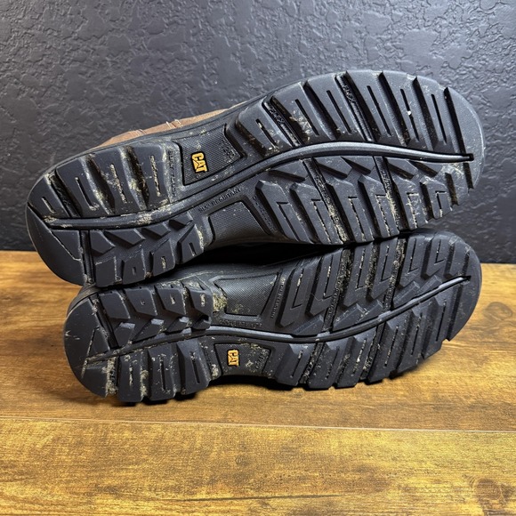 Caterpillar Mens Outline Steel Toe Waterproof Work Boots Brown Leather P90935 12 - Picture 5 of 6